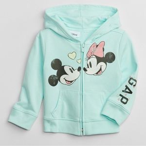 Baby Gap Disney Mickey and Minnie Zip Hoodie Sweatshirt Turquoise Size 12-18M